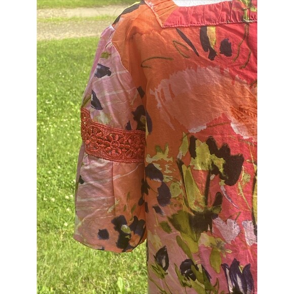 Womens Harve Bernard Sz XL Colorful Ruffle Short-Sleeve Cottagecore - Picture 5 of 16